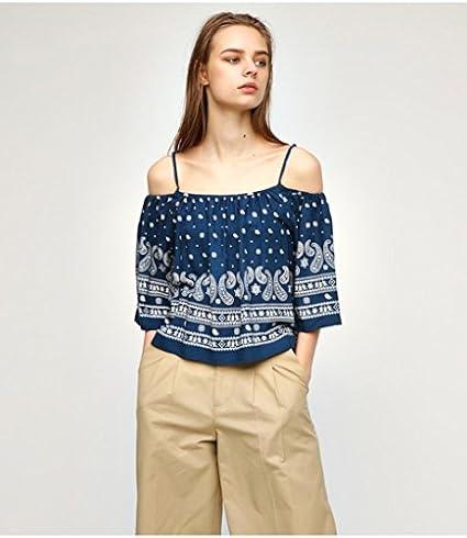 Amazon マウジー Moussy シャツ ブラウス バンダナオフショルダー レディース ネイビー Free シャツ ブラウス 通販