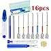 16 Pieces Punch Needle Tool, 7 Sizes Embroidery Punch Needle, Embroidery Tool Case, Big Seam Ripper, Scissors, Threader and Thimble for Embroidery Floss Poking Cross