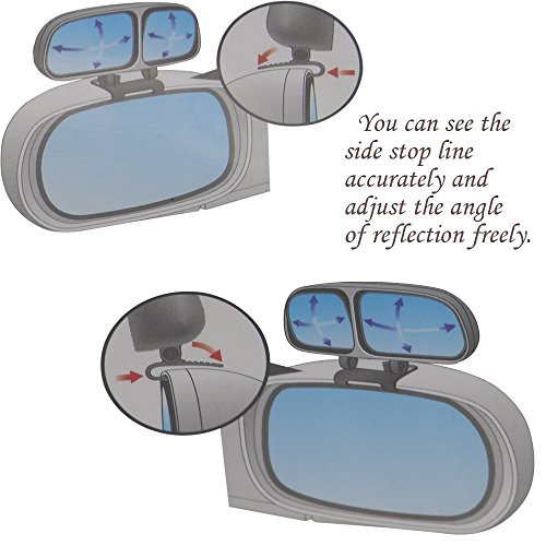 1 Set Car Auxiliary Chrome Blind Spot Mirror, ECLEAR Universal Rear Side 360°Wide Angle View Mirrors for Vehicle Suv Truck Motorcycle Fit Stick-on Design, Black