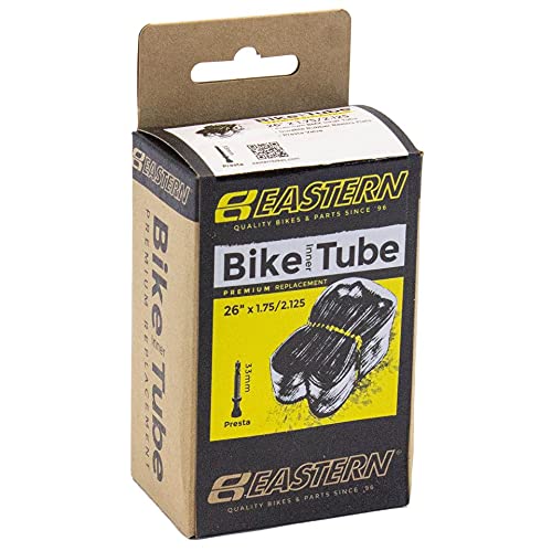 Eastern Bikes 26" x 1.75/2.125 Premium Bike Inner Tube - Schrader & Presta Valve Options, Durable Replacement Tube (26" x 1.75/2.125, Presta 33mm)