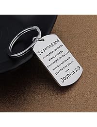 QIIER - Llavero cristiano con texto en inglés "Be Strong and Courageous Joshua 1:9", diseño con texto en inglés