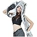 HUSKY Full Animal Hoodie Hat 3-in-1 Function Faux FUR