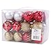 36 Collectable Ball Ornaments Set for Christmas Tree Decoration Red and Gold with 18 Designs (60 mm, 2.36