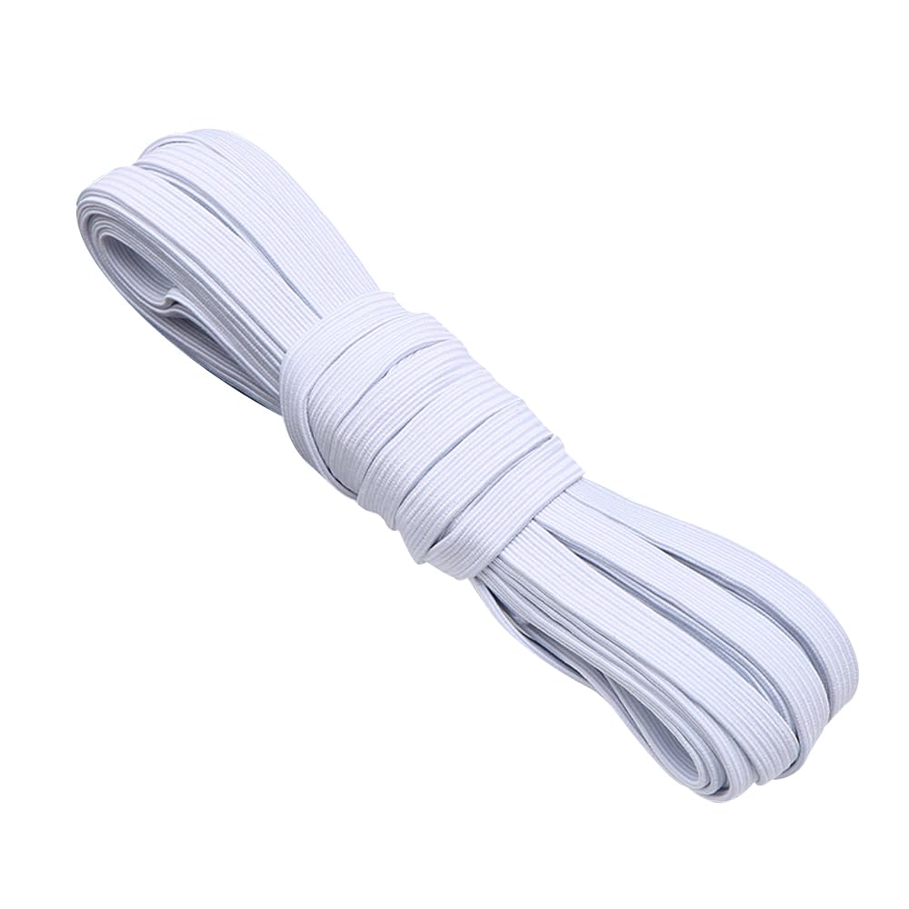 Leliafleury 5 Meter 7mm Double-Side Elastic Band Flat Elastic Band Stretchy String White Elastic Cord for Sewing, Knitting, DIY Crafts