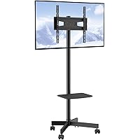 VEVOR Mobile TV Stand, Mobile TV Cart for 23 to 60 inch TVs, Height Adjustable Portable TV Stand with Wheels, with A Tray for