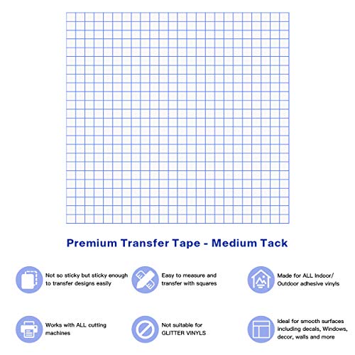 JANDJPACKAGING Transfer Tape for Vinyl 12"x 12" w/Blue Alignment Grid Vinyl Transfer Tape for Silhouette Cricut，Cameo Transfer Paper for Vinyl for Decals, Signs, Walls, Windows and Stickers 15 Sheets - Thumbnail 2