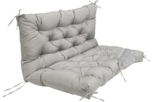 LFNOONE Swing Replacement Cushions with Backrest Outdoor Seat Cushion Backrest Mat Patio Bench Cushions for Outdoor Furniture 2or3 Seater Waterproof Non-Slip Thicken 5"Swing Chair Pads/light grey 60x40"