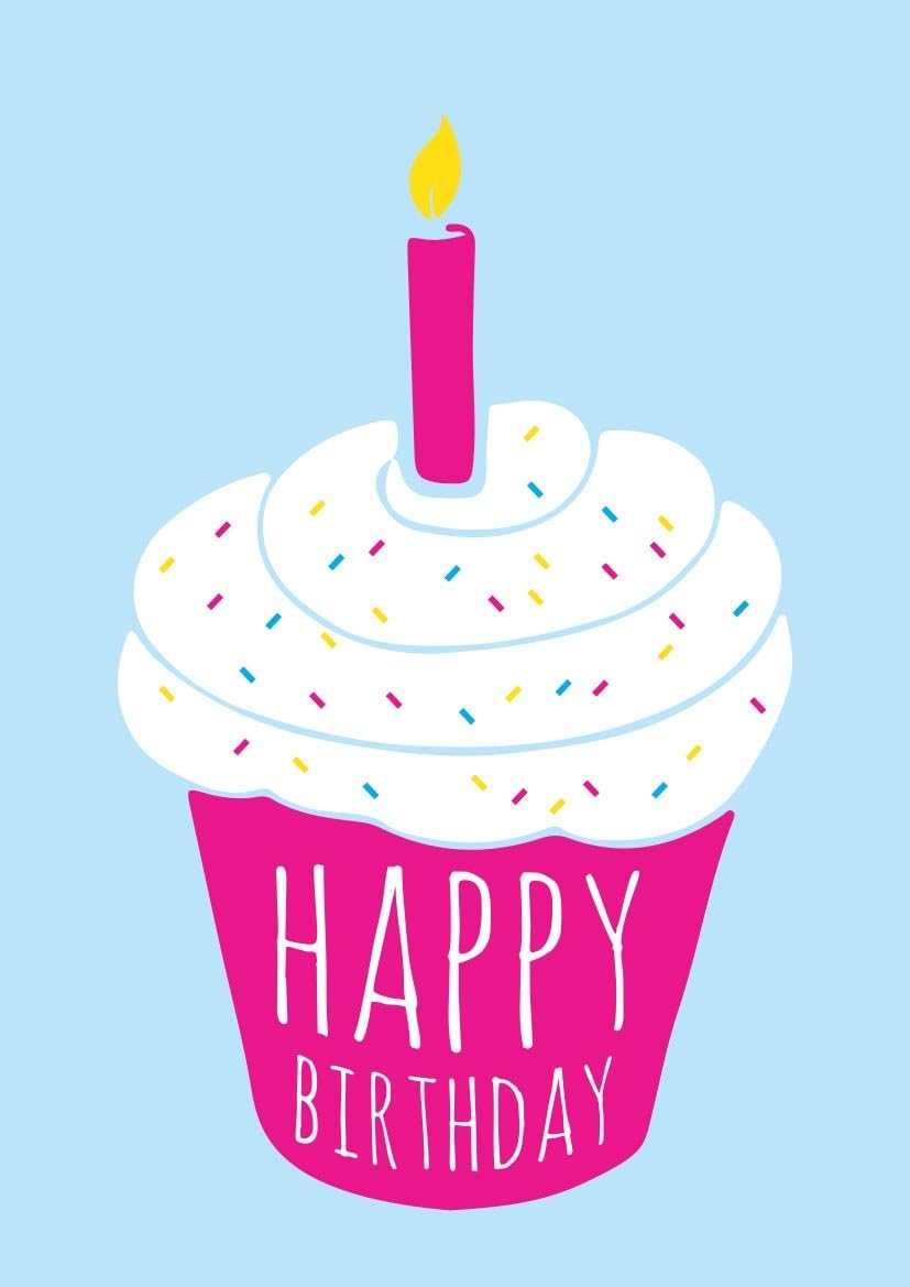 Dear Henry Kids Birthday Cards Multipack - 6 Cards & Coloured envelopes (Pink Cupcake)