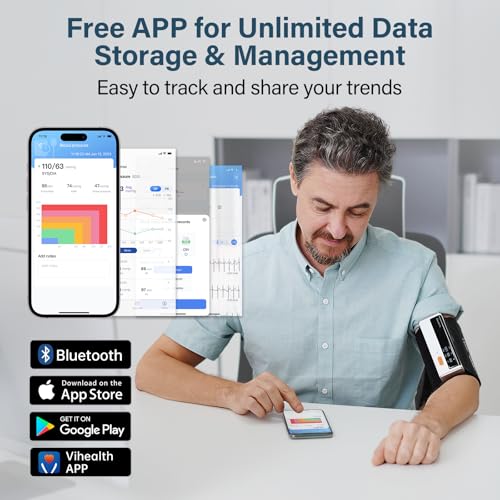 CheckMe Armfit Plus Arm Blood Pressure Monitor with ECG and ECG Report Analysis, Automatic Measurement in 30S, Free APP for Android and iOS, with Multi-User Management and Unlimited Storage