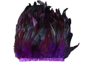 ESH7 Purple Rooster Feathers for Crafts Width 5-7 inches Skirt Decoration Craft Feather Fringe Trim Clothing Accessories per Pack of 2 Yards, 6.7x3.5 x0.3 inches