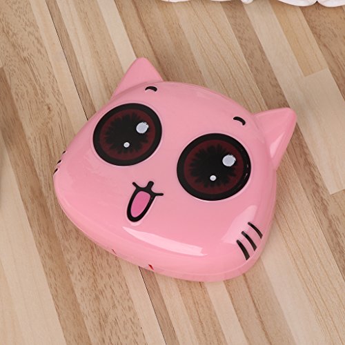 Sarora Mini Contact Lenses Box - Cartoon Cat Contact Lens Travel Kit Case with Mirror for Home and Travel (Green)