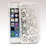 GreatShield TACT Series Design Pattern Rubber Coating Ultra Slim Fit Hard Case Cover for Apple iPhone 5 / 5S (Flora - White)
