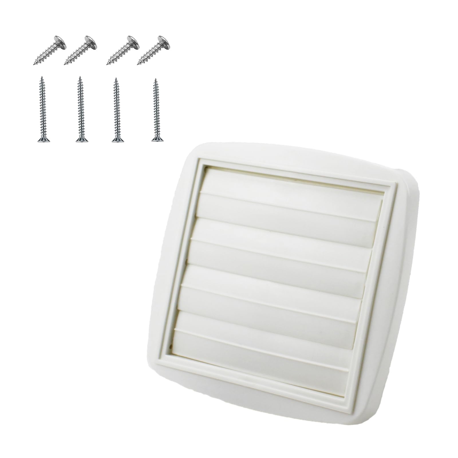 Photo 1 of Amonk Adjustable Dryer Vent Cover Outside 4'' to 5'' to 6'' Plastic Louvered Outdoor Dryer Vent Covers for Wall Airflow Vent Dryer Cover with 8 Screws, White