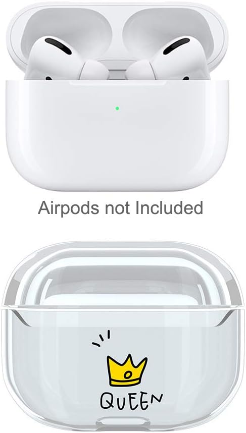 EDS Cartoon PC Protective Case Clear Hard Cover for Apple Airpods Pro 2019 Earbuds (Queen)