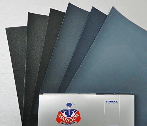 MATADOR ABRASIVE WET DRY SANDPAPER SHEETS P180 GRIT 9x11" SIL/CARB 5 Pcs GERMAN (4E) NOVELTOOLS