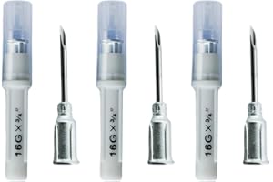 ELIMEDICAL Eli-Vet Veterinary Aluminum Hub Needle, 16G x 3/4 inch (19 mm), Individual Sheath, 100 per Box, AHN1619