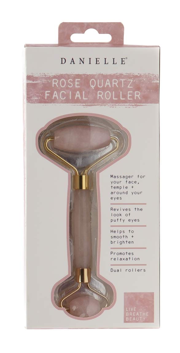 Danielle Creations Dual Ended Rose Quartz Facial Roller, Rose, 680 g