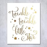 Twinkle Twinkle Little Star Gold Foil Decor Nursery Wall Art Print Poster 5 inches x 7 inches B28