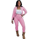 Mrskoala Women Two Piece Sets Sweater Outfits Dressy Lounge Knit Zip Up Hoodie Pant Set