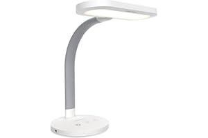 Verilux HappyLight Duo - 2-in-1 Light Therapy & Task Desk Lamp - UV-Free Full Spectrum LED, 10,000 LUX, Adjustable Brightness and Color, Flexible Gooseneck, and Integrated USB Charging Port