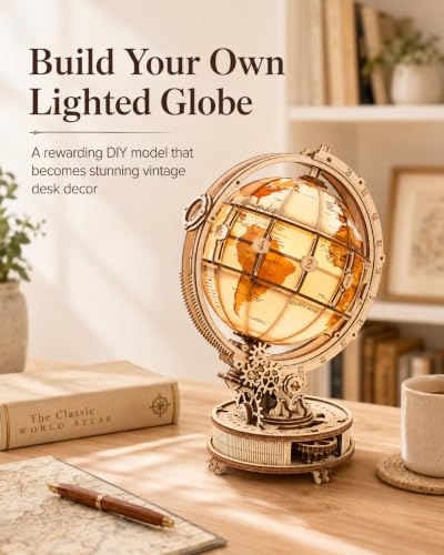 ROKR 3D Puzzle Wooden Adults, Wooden Puzzle Model Light Globe Model Making Craft Set Adults with LED Light,Gifts for Teens and adults