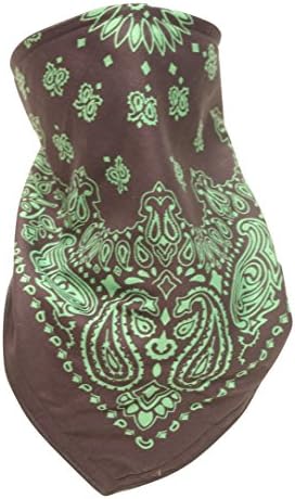 Fierce Face Protection Fleece Lined Bandana Black Green Paisley