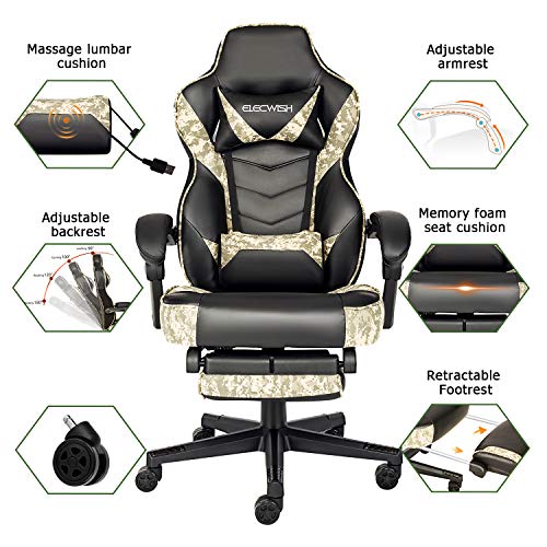 ELECWISH Gaming Chair Ergonomic High Back Racing Style with Adjustable
