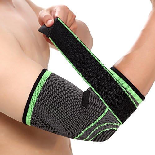 Elbow Brace Compression Support Sleeve with Adjustable Strap for Tendonitis, Tennis Elbow, Golfer's Elbow, Arthritis, Basketball, Baseball, Football, Golf, Lifting, Sports by Vitoki, Single