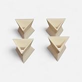 4-Pack Puzzle Cube Display Stands, White Plastic Holders | Four triangluar white plastic stands for displaying and organizing puzzle cubes.