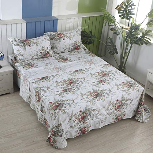 FADFAY Floral Sheets Full Cotton Flower Bed Sheets Shabby Vintage Chic