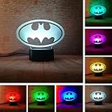 Fanrui 2020 3D LED Marvel Batman Symbol Logo - DC Justice League Batman Sign 7 Color Dimming Gradient Light Night Child Kids Desk Table Lamp Decor Boys Men Birthday Xmas Toys Presents
