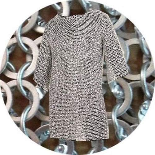 uniquewonderitems Antique Hubergion Half Sleeve XL Size Shirt Chainmail Flat Riveted with Washer