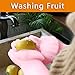 ThxToms Dishwashing Gloves, Pair of Rubber Scrubbing Gloves for Dishes, Wash Cleaning Gloves with Sponge Scrubbers for Kitchen, Bathroom and Car (Pink)
