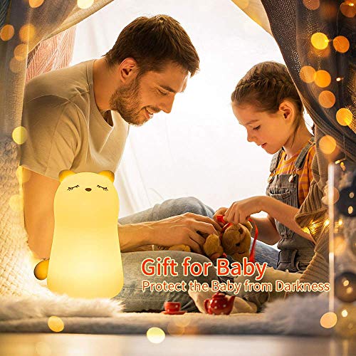 Cute Baby Night Light for Kids, 7 Colour Changing LED Cat Night Light, Portable Animal Cat Light, USB Chargeable Kitty Light, Childs Nightlight for Childrens Bedroom Decoration Kawaii Room Decor Gifts