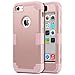 ULAK iPhone 5C Case, Shockproof Soft Silicone Rubber Hard Plastic Hybrid Heavy Duty Protection Kidproof High Impact Case Cover for Apple iPhone 5C-Rose Gold
