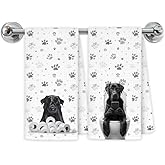 Exqcom Funny Black Labrador Retriever Bathroom Hand Towels, Black Lab Gifts, Gifts for Labrador Dog Lovers Hand Towels for Washroom Restroom, Dog Bathroom Decor, 16x24 Inch Set of 2