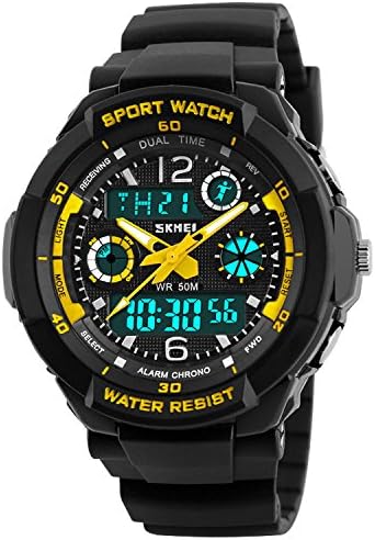 Takyae Children Kid Watches LED Digital Quartz Watch Boy And Girl Student Multifunctional Waterproof Wristwatches S - Yellow