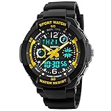 Takyae Children Kid Watches LED Digital Quartz Watch Boy And Girl Student Multifunctional Waterproof Wristwatches S - Yellow