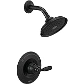 Delta Woodhurst 14 Series Shower Faucet Set, Matte Black Shower Head and Handle Set, Valve Trim Kit, Matte Black T14232-BL (Valve Not Included)