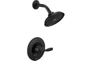 Delta Woodhurst 14 Series Shower Faucet Set, Matte Black Shower Head and Handle Set, Valve Trim Kit, Matte Black T14232-BL (Valve Not Included)