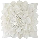 OiseauVoler 3D Flower Decorative Throw Pillow Covers Floral Pillow Shams Soft Velvet Pillowcases Home Sofa Car Bed Room Decor 18 x 18 Inches Cream White