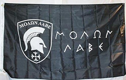 3x5 Black Molon Labe Flag Come and Take It Greek Spartan Indoor Outdoor