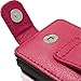 iGadgitz Pink Leather Flip Case Cover for Sony Walkman NWZ-A15 A17 8GB 16GB with Detachable Carabiner + Belt Loop + Magnetic Closure + Screen Protector