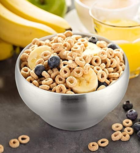 E-far Stainless Steel Kids Bowls & Cups Set - 4x12oz Bowls & 4x6oz Cups SUS304