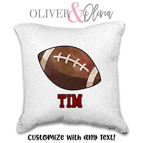 Amazon.com: Personalized Sequin Football Pillow Sports ...