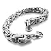INBLUE 8mm Wide 316L Stainless Steel Bracelet Byzantine Link Chain Bracelet for Men Women Water Resistance (5 Colors - Silver Black Gold Silver and Silver and Gold, 4 Lengths - 7.5