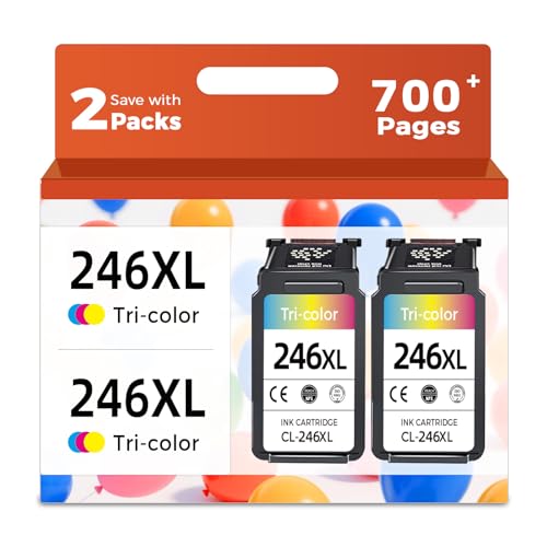Relcolor Compatible Ink Cartridge Replacement for Canon 245XL Color 246XL (Tricolor 2 Pack 245 246 XL CL246 244 MX490 MG2522 MX492 TR4520 TR4500 MG2520 TS3300 TS3322 MG2525 TR4522 TS3100 TS3122 TS3320