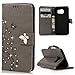 S7 Case,Samsung Galaxy S7 Case - Mavis's Diary 3D Handmade Wallet Bling Crystal Diamonds Butterfly Fashion Floral PU Leather with Wrist String Magnetic Clip Card Slots TPU Inner Cover