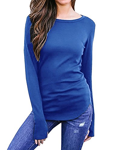 Womens Tops Long Sleeve Crewneck Tunic 