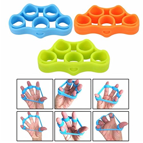 Solvang 3PCS Exerciser Finger Grip Strengthener Strength Trainer Gripper Finger Exerciser and Exercise Ring, Injury Rehabilitation and Stress Relief 3 Levels of Resistance